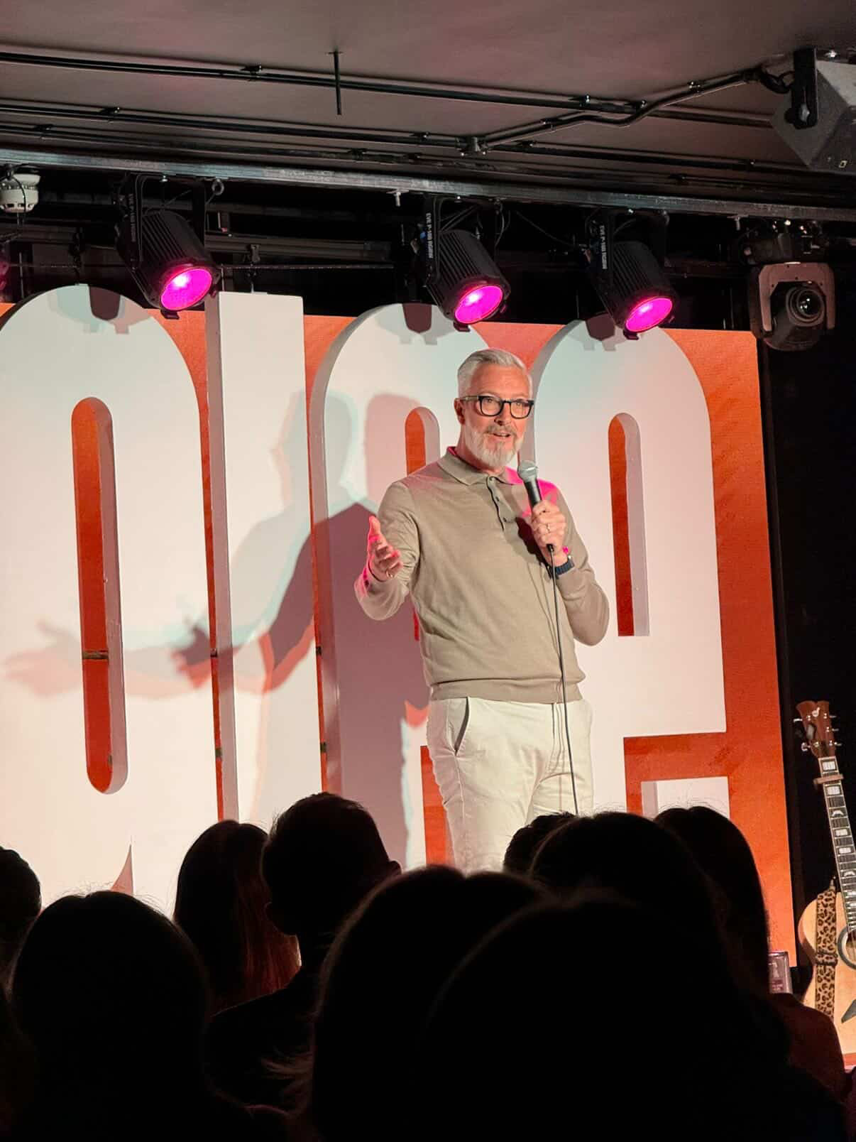 Ian Murphy performing live on stage at The Glee Club